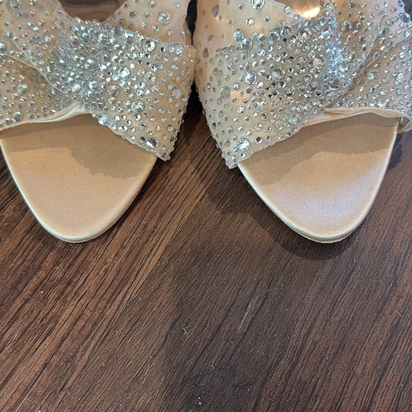 Badgley Mischka Cameryn Mesh Rhinestone Embellished Ankle Strap Dress Heels - Picture 7 of 7